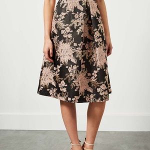 Miss Selfridge Midi Jacquard Floral Skirt
